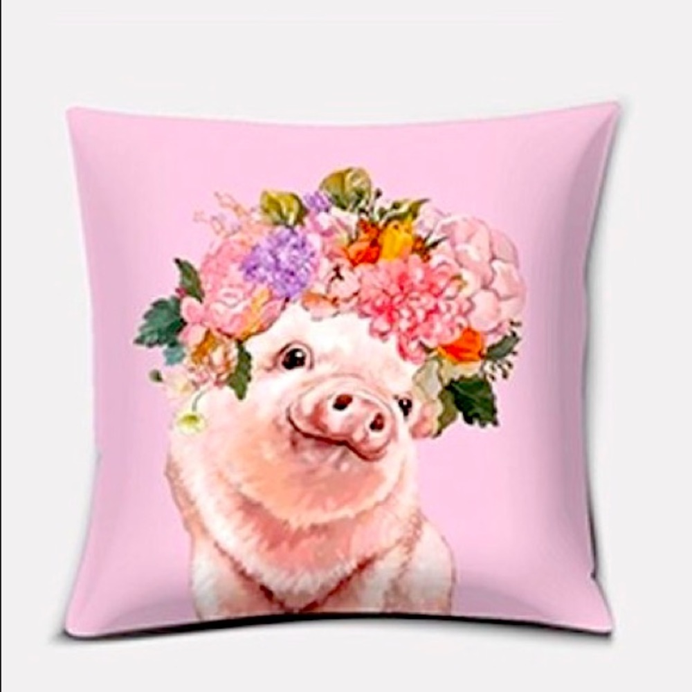 Pig Throw Pillow Case Cover NWT